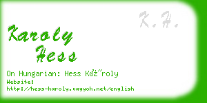 karoly hess business card